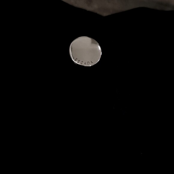 ESCADA Wool Wide Leg Trouser Split Hem Dress Pant Black Satin Stripe Old Money - Picture 12 of 15